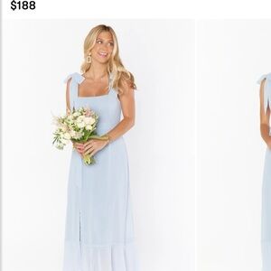 Sweetheart Tie-Shoulder Midi Dress in Light Blue